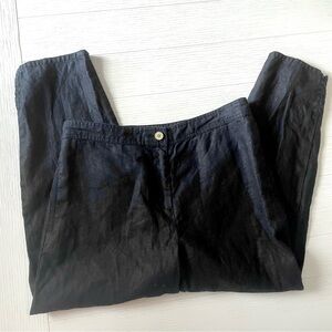 5/$25 Liz Claiborne Linen Hepburn Capri Ankle Pants Black Size 10